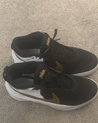 Nike Team Hustle Black White Metallic Gold Sz 6 Y AQ4225-004 basketball