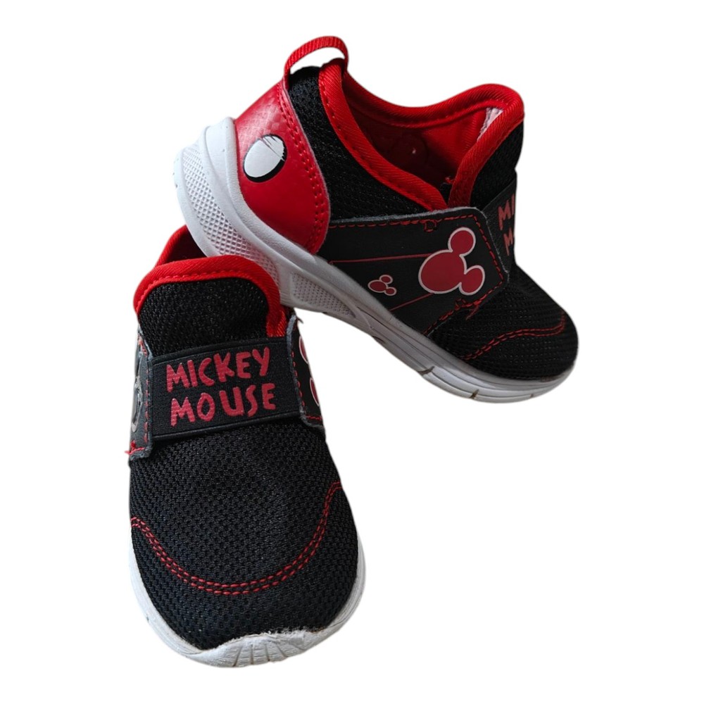 Mickey Mouse Red & Black Slip on Sneakers Lights Sz 7