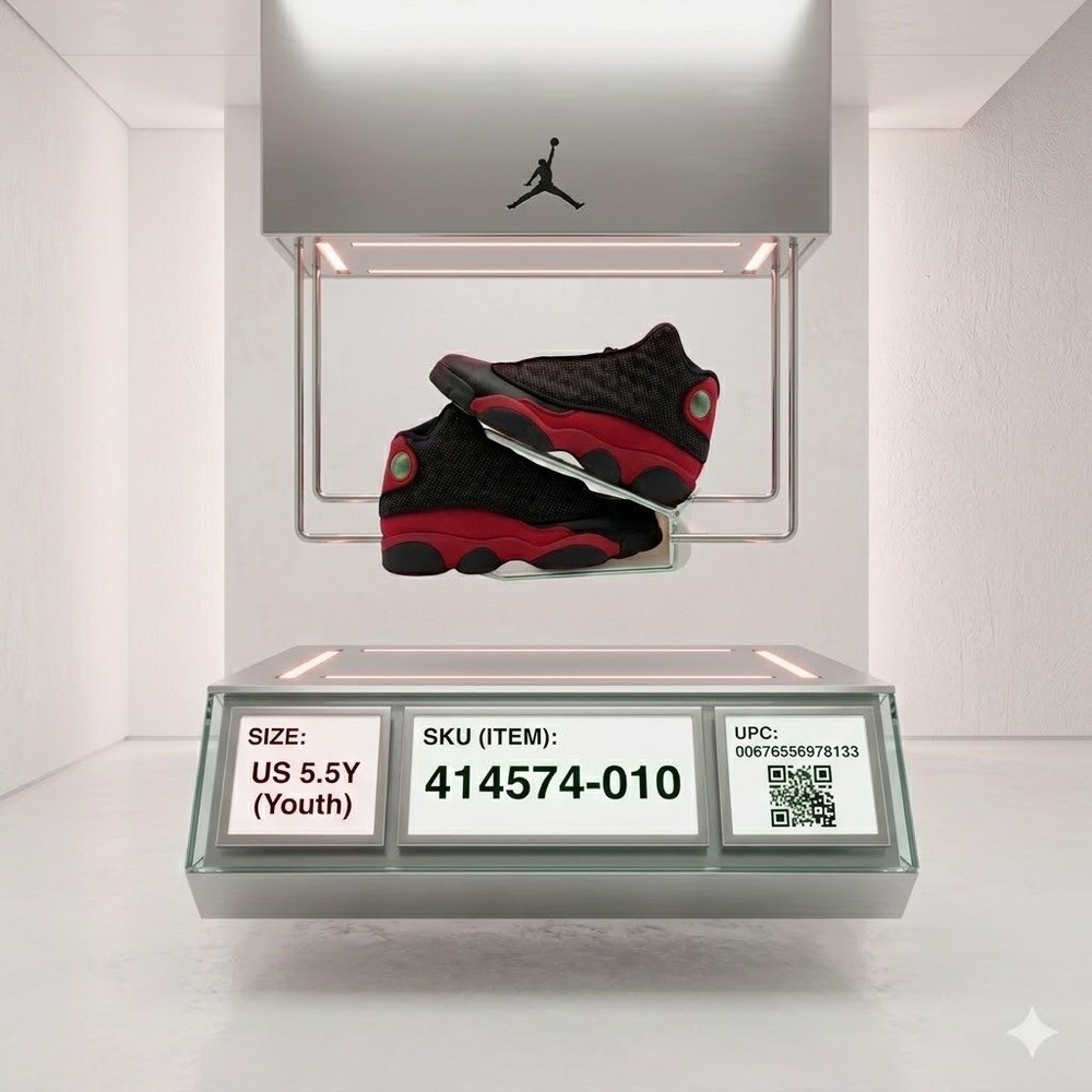 Jordan 13 Retro Bred Black Varsity Red 414574-010 Size 5.5Y 7W