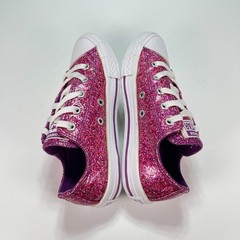 Converse Chuck Taylor All Star Lo Glitter Fuchsia Low Top Sneakers Youth Size 1