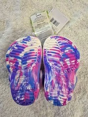 Crocs Classic Marbled Sandal Kids Size 3 Multicolor Pink Purple Blue Clog