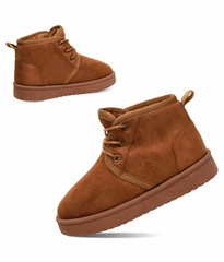 Hurley Unisex Kids Brown Suede Chukka Lace-Up Fleece Lined Boots 4 US Youth