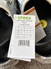 Crocs Echo Glow In the Dark Marbled Clog Black White 211883-0WU Youth Size J5