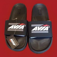 AVIA Slides Unisex Kids Sz 5 Youth Black NEW