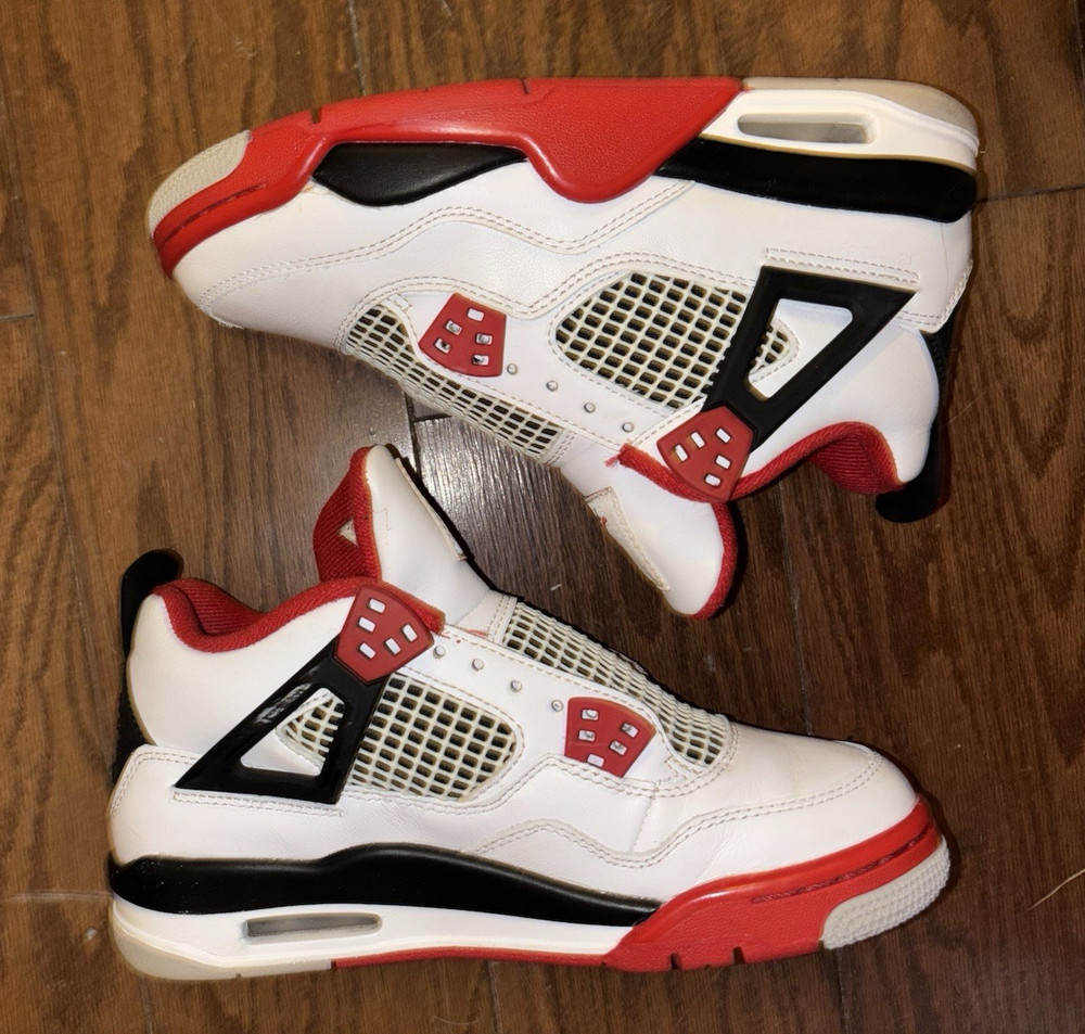 Jordan Air Jordan 4 Mid Top Kids Sneaker 5Y White/Red/Black 408452-160
