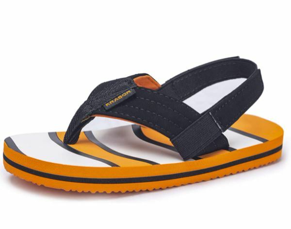 Fitory Krabor Flip Flops with Back Strap Orange Fish Kid Small 6.75″ Length
