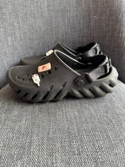 Crocs Echo Clogs Black J6 Croslite Slip On Shoes W Charms Youth Kids Unisex