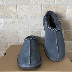 UGG TASMAN BRAID GREY GRAY SUEDE SHEEPSKIN SLIPPERS KID YOUTH 6 = WOMEN 8