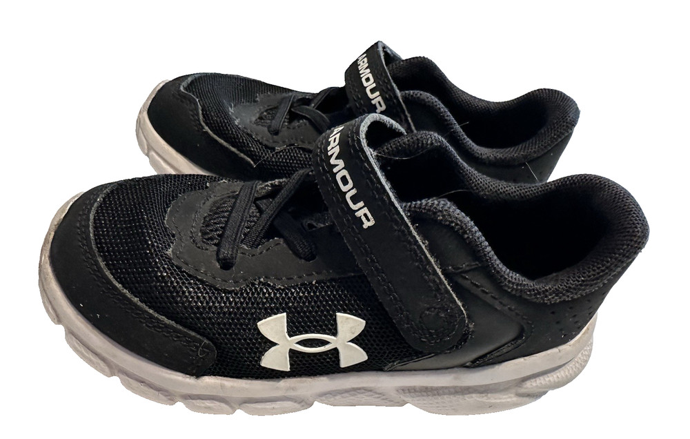 Under Armour Assert 9 AC Youth Running Shoes Sz 8K Black Hook & Loop Sports