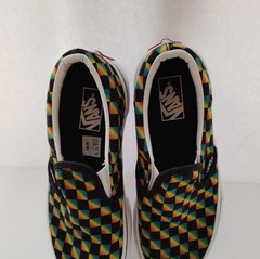 EUC Vans Gradient Rainbow Checkered Classic Slip On Shoes Kids Size 1.5