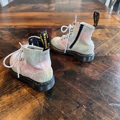 Dr. Martens 1460 Pascal T Boots Rainbow Holographic Kids Size 8 AW004 Side Zip