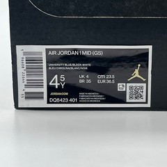 Jordan 1 Mid University Blue Black White DQ8423-401 Kids Size 4.5Y GS Sneaker