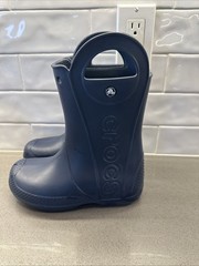 Crocs Kids j2 Handle It Rain Boots Navy Pull On 12803 Youth Waterproof