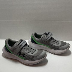 Under Armour Gray/Green Unisex Kids Low Top Sneaker Hook & Loop US 1.5Y