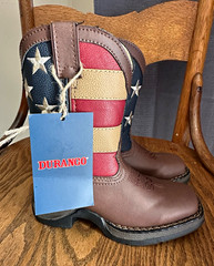Durango BT245 Kids Western Mid-Calf Pull-On Leather USA Stars Brown US 9 M