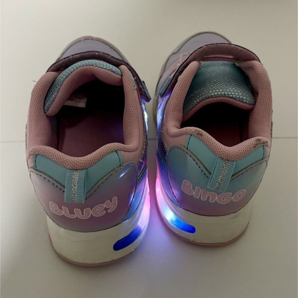 Bluey Light-Up Hook & Loop Low Top Athletic Sneakers Glitter Pink Purple Blue