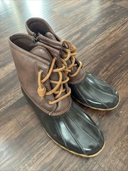 Sperry Size 5m Big Kids Duck Boots Waterproof Brown Leather Lace Up Shoes