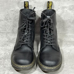 Dr. Martens Zavala Black Leather Combat Ankle Boots Lace Up Kid’s Size US 4