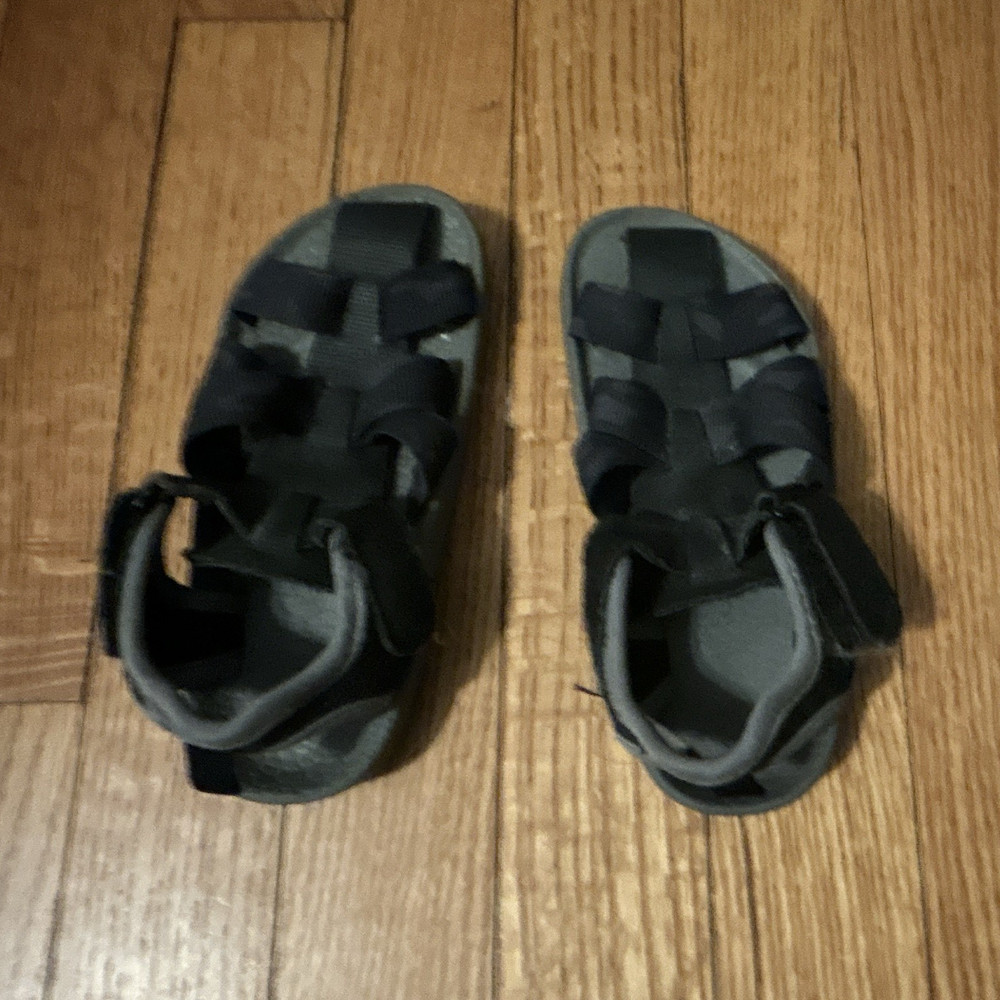 Carters Black Strappy Hook & Loop Kids Sandals Size 8 Open Toe Flat