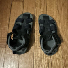Carters Black Strappy Hook & Loop Kids Sandals Size 8 Open Toe Flat