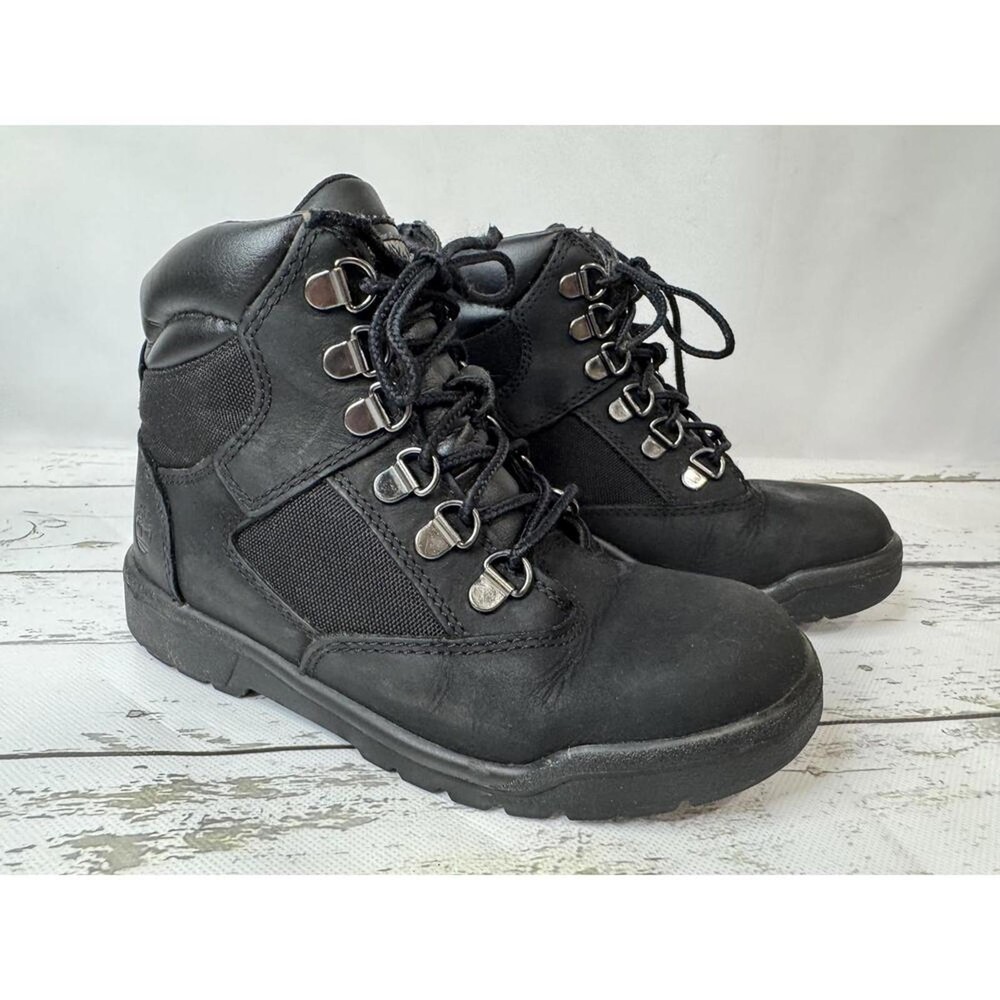 Timberland Kids Field Boots Size 2Y Black Lace Up Outdoor Hiking Style