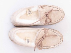 Old Friend Juniors 5 Moccasin Slipper Leather Sheepskin Terry Cloth Lined J5