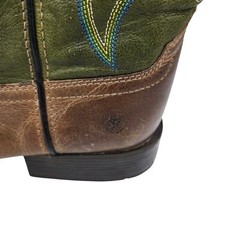 Ariat Pace Setter Leather Western Boots Baked Cookie Green Kid’s Size 5.5