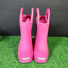 Size J3 Crocs Kids Rain Boots Hot Pink Handle Pull On 12803