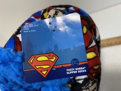 Fuzzy Babba Slipper Socks DC Superman Non Slip Warm Child’s M/L New, Tags