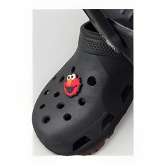Crocs Classic Clogs Black Size 4 With Authentic Jibbizt Green Croc & Hot Sauce.