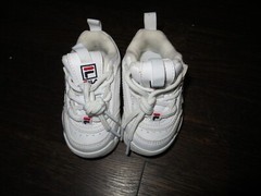 FILA DISRUPTOR II Throw back White Sneaker Shoes Lace up Toddler Size 4