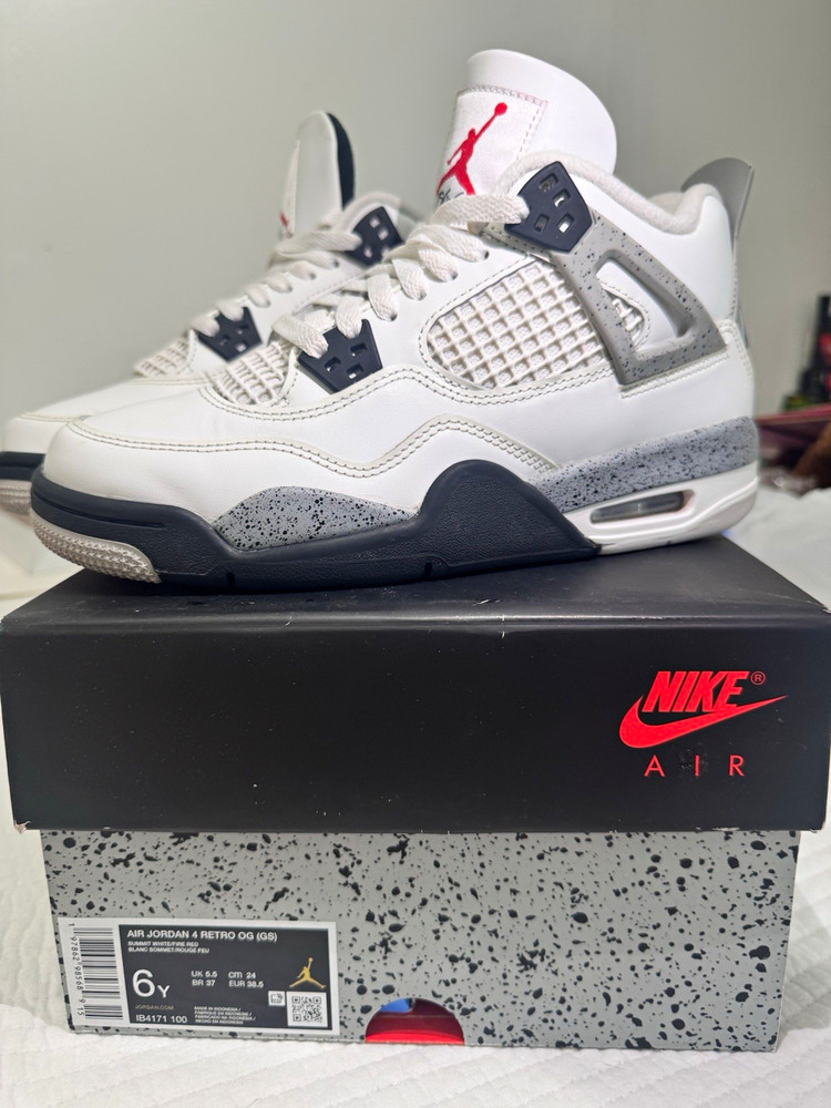 Jordan Air Jordan 4 Retro OG (GS) Sneaker White/Gray/Black/Red 6Y IB4171-100