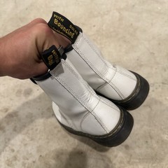 Dr Doc Martens Zavala White Combat Boots Side Zipper Youth Size 6 Unisex
