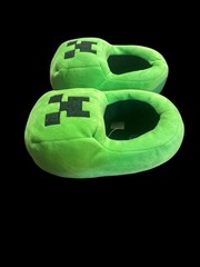 Minecraft Creeper Kids Slippers Green Plush Non Slip Soles 2-3 Youth