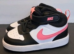 Nike Court Borough Mid 2 GS Black/White/Pink toddler Kids Size 7C (13cm)