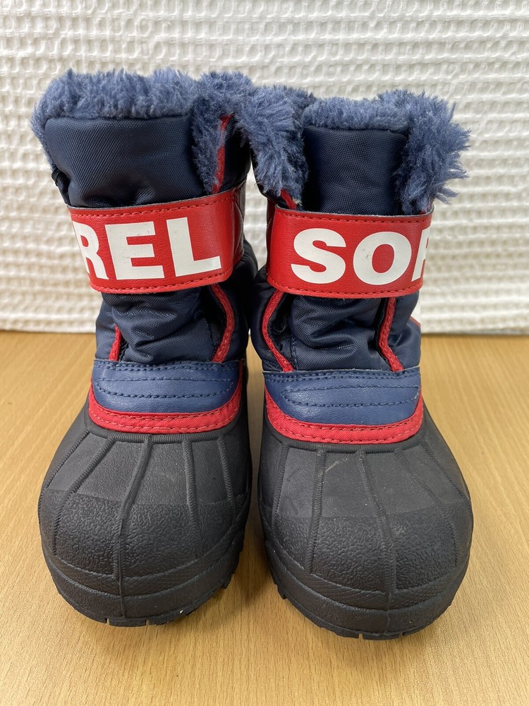 Sorel Commander Snow Boots Black/Blue Red Kids Size 9 NC1805 591