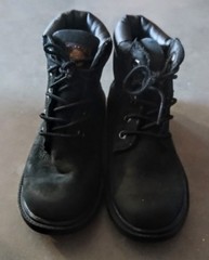Timberland Black Leather Boys Ankle Boots Lace Up Logo Accent Rubber Sole 11.5M