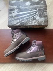 Vintage Timberland 6in Boots Hex Brown Classic Size 1.5 Youth New Wit Box 27911
