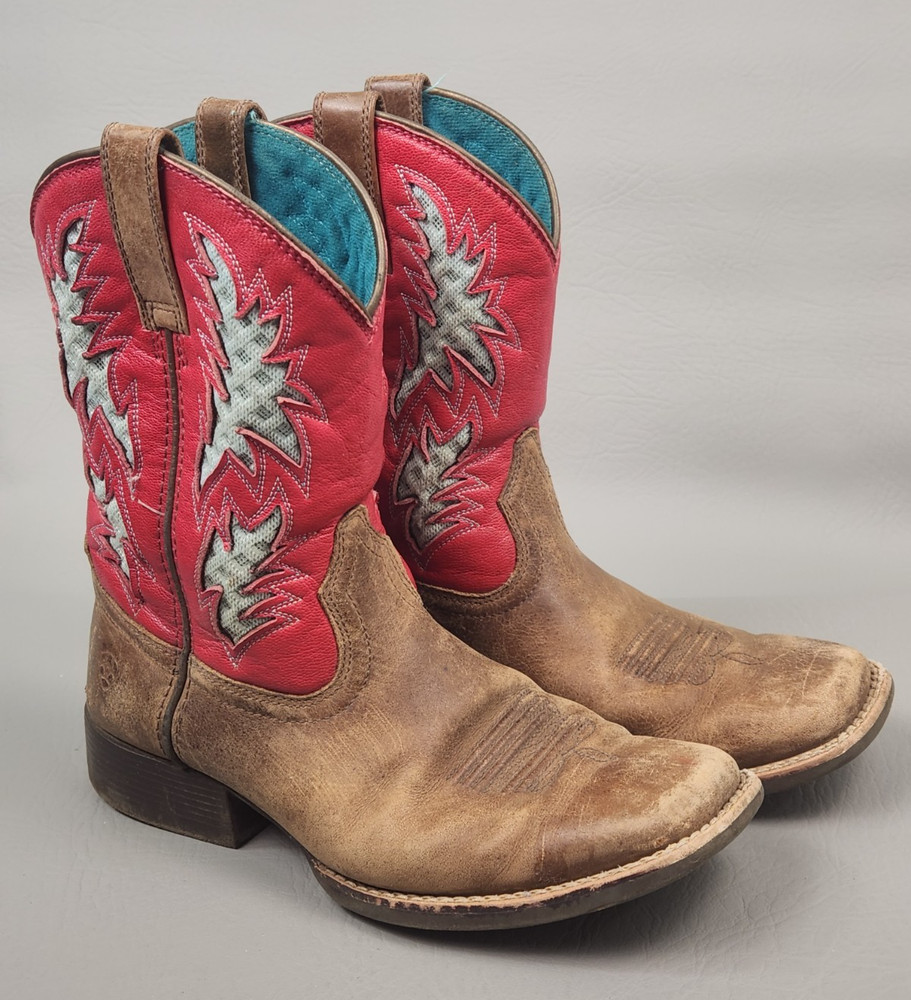 Ariat Pink/Turquoise VentTEK Cowboy Boots Youth Kids Size 3 Western 10031489