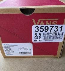 Vans Old Skool Junior Size 5.5, Ashley Blue. New In Box.