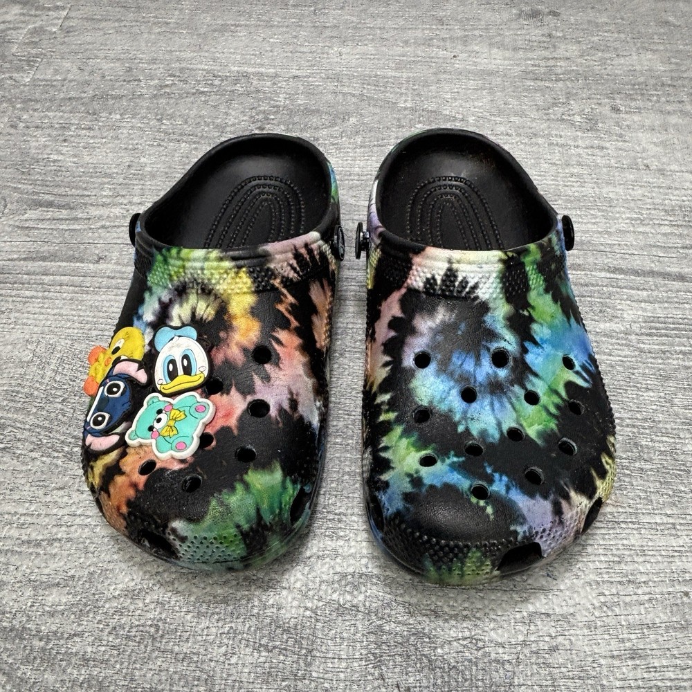 Croc Tie Dye Sandals Size J 1 ( Donald Duck/Tweey Bird/Stitch/ Bear (NO STRAP)