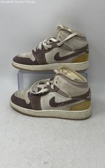 Nike Unisex Kids Air Jordan 1 Mid SE Craft Beige Brown Sneakers Shoes Size 4Y