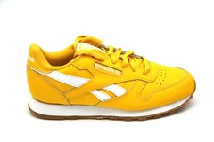 REEBOK CLASSIC LEATHER JUNIOR FX2443 TOXYELLOW/WHITE RUNNING SHOE GRADE SCHOOL