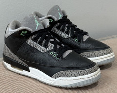 Nike Air Jordan 3 III Retro Black Green Glow Wolf Grey DM0967-031 Youth Shoes 6Y
