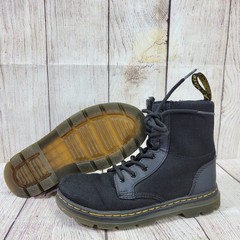 Doc Dr Martens Boots Combs J Combat Lace Up Black Canvas Zip Youth Kids Size 2