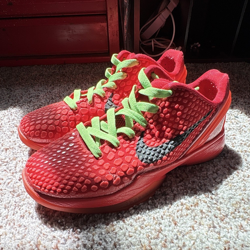 Nike Kobe 6 Low Top Basketball Sneaker Red/Green/Black, Kids 5Y FV9676-600