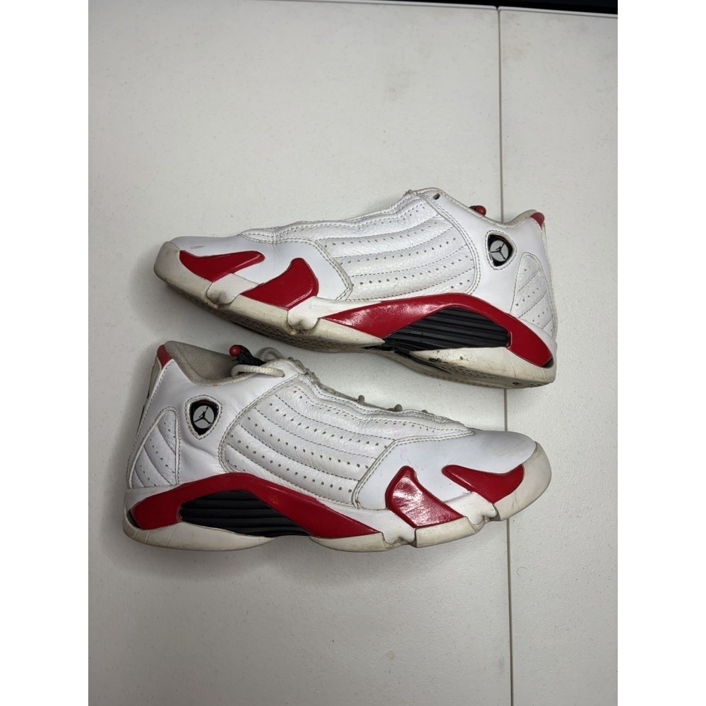 Jordan 14 Retro Candy Cane White Varsity Red 487524-100 Kids Size 5.5Y Womens 7