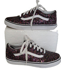 VANS OFF THE WALL PURPLE GLITTER SNEAKERS YOUTH SIZE 5.5 #721278