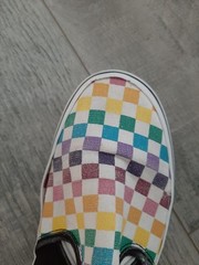 Vans Rainbow Checkered Classic Slip-On Shoes US Missy 4.5