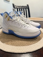 Nike Air Jordan 12 Retro White/Metallic Gold/ University Blue Size 5.5Y Unisex